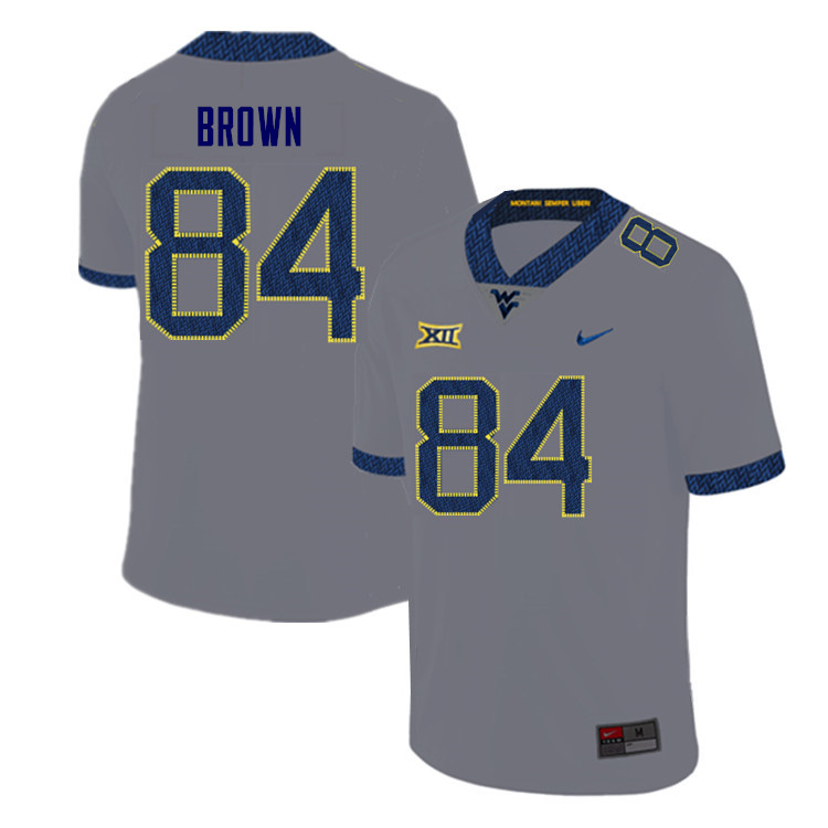 Men #84 Freddie Brown West Virginia Mountaineers College Football Jerseys Sale-Gray - Click Image to Close